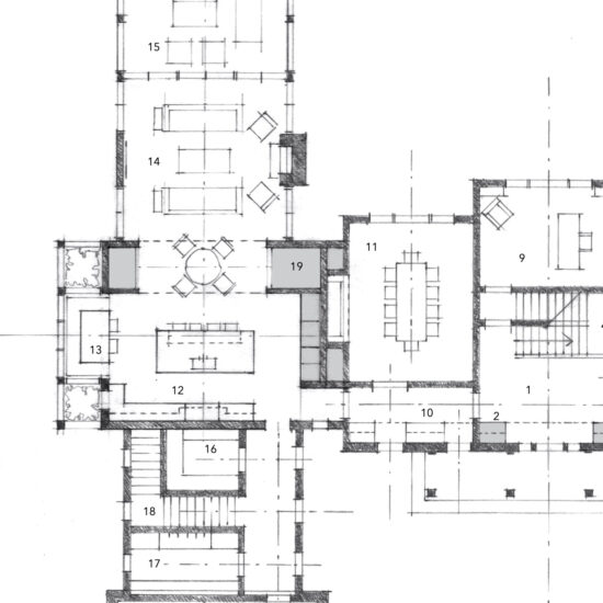 sketch plan drafted of modern farmhouse design